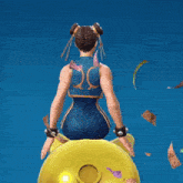 a video game character is sitting on top of a piggy bank with money coming out of it