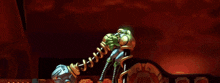 a cartoon character with a green head is holding a coil in a video game