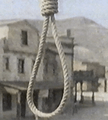 a hangman 's noose hangs in front of a house