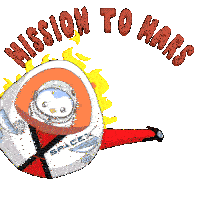a cartoon drawing of a spacex spaceship with the words mission to mars written above it
