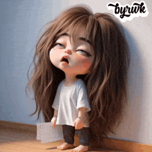 a cartoon girl with a sticker that says byrwik