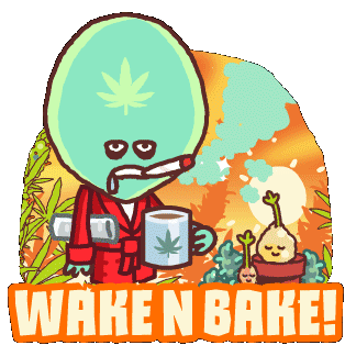 Weed Wake And Bake Sticker - Weed Wake And Bake Wakenbake Stickers