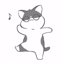 cat gray glasses dancing music
