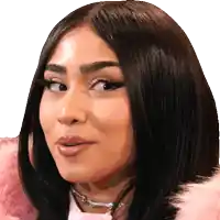 a close up of a woman 's face with a white background