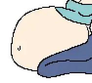 a pixel art drawing of a person 's stomach with a letter j on it