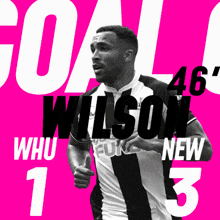 a black and white photo of a soccer player named wilson