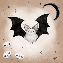 skull bat moon bats autumn