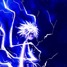 a drawing of a person with a lightning bolt in the background has the name navaren written on the bottom