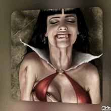 a picture of a woman with blood coming out of her mouth has pixiz written on the bottom