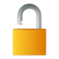 an illustration of an open padlock with a gray hook