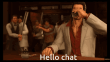 Kiryu Hello Chat GIF - Kiryu Hello Chat Yakuza GIFs
