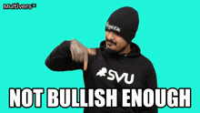 a man wearing a hoodie that says " svu " on it