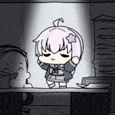a cartoon of a girl with pink hair and a star on her head
