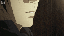 a close up of a person 's face with the words [ as ] on the bottom right