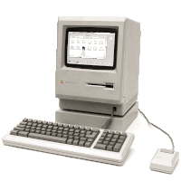 an old apple macintosh pro computer with keyboard and mouse