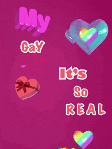 a pink background with hearts and the words " my gay love "