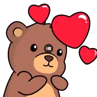 a brown teddy bear with three red hearts around his head