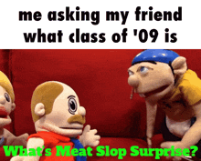 two stuffed animals are sitting on a red couch and talking to each other