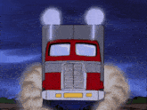 a cartoon truck with smoke coming out of it 's exhaust pipes