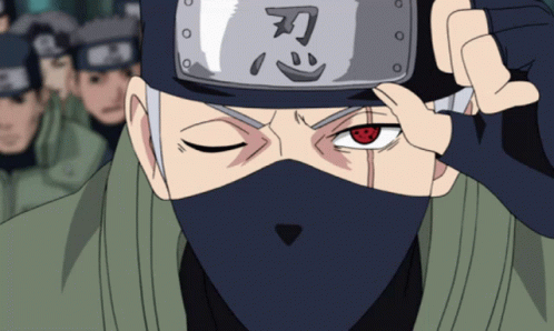 Kakashi Hatake Sharingan Naruto Lifting Forehead Protector GIF