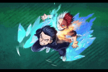 a couple of anime characters are fighting each other in a video game .