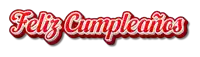 a red feliz cumpleanos sign on a white background