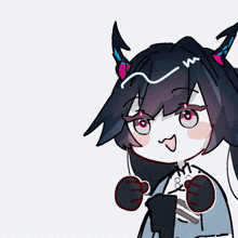a drawing of a girl with cat ears and a w on her head