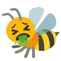 a cartoon drawing of a bee with a face that says ' n ' on it