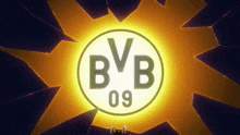 a logo for bvb 09 is surrounded by a burst of light