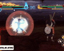 a screenshot of a video game with lee and madara on the screen