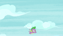 spike the dragon from my little pony is flying in the sky