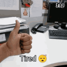 office tired fucked thumbs down stressed at work