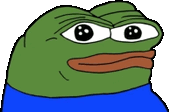 the frog is wearing a blue shirt and has a big mouth .