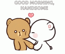 a couple of teddy bears holding hands and kissing .