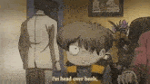 a cartoon character says i 'm head over heels in a room