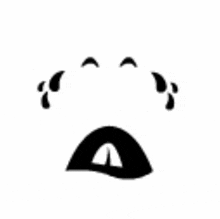 a black and white drawing of a crying face with tears coming out of its eyes and mouth .