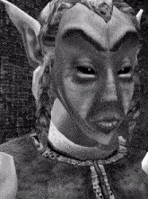 a black and white image of a cartoon character