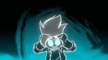 a drawing of a person with glowing eyes