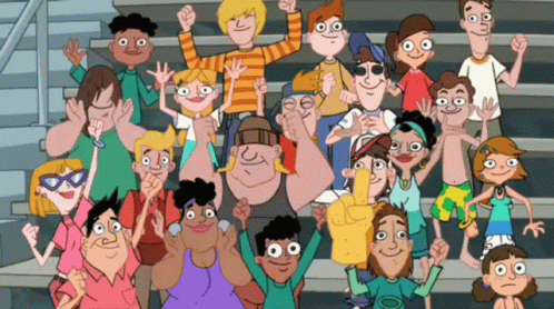 Phineas And Ferb Crowd GIF - Phineas And Ferb Crowd Crowd Goes Wild - Discover & Share GIFs