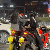 a motorcycle with a tag that says zf748 on it