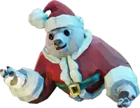 a low poly polar bear wearing a santa suit