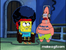 spongebob and patrick from spongebob squarepants are playing music