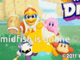 a screen shot of a video game with the words midfish is online