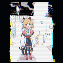 a drawing of a girl with a cat 's ears on her head