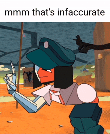 a cartoon character giving the middle finger with the words mmmm that 's inaccurate below it