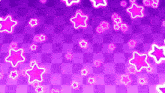 a purple checkered background with neon pink stars