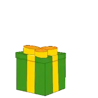 a penguin wearing a green hat is coming out of a green and yellow box