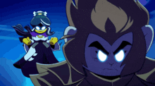 a cartoon of a man and a woman with glowing eyes standing next to each other