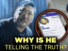 why is he telling the truth ? a man is standing next to a cell phone