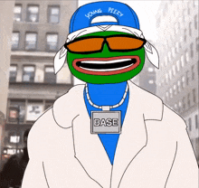 a cartoon of a young peezy wearing a hat and sunglasses
